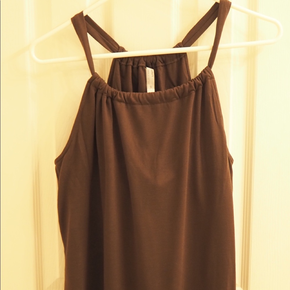 Brown knit adjustable halter w/ bralette liner